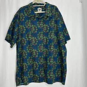 Yiume men's button down shirt grape vine print XXL blue green